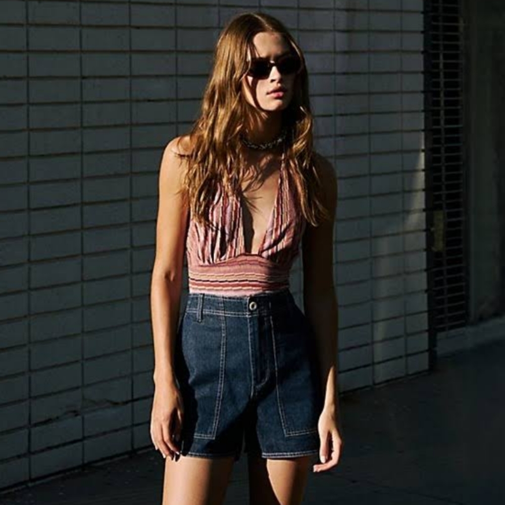 NWOT Brixton Vancouver Indigo Wash High Waisted Shorts 27